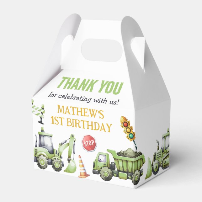 Construction Kids Birthday Party Favor Box (Front Side)
