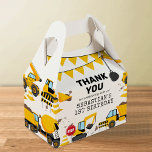 Construction Kids Birthday Party Favour Box<br><div class="desc">Construction themed birthday favour boxes featuring a simple white background,  with cute cartoon illustrations of bunting,  stop signs,  a dump truck,  a digger,  a cement truck,  a wrecking ball crane,  splatters of dirt,  and a birthday thank you template that is easy to personalize.</div>