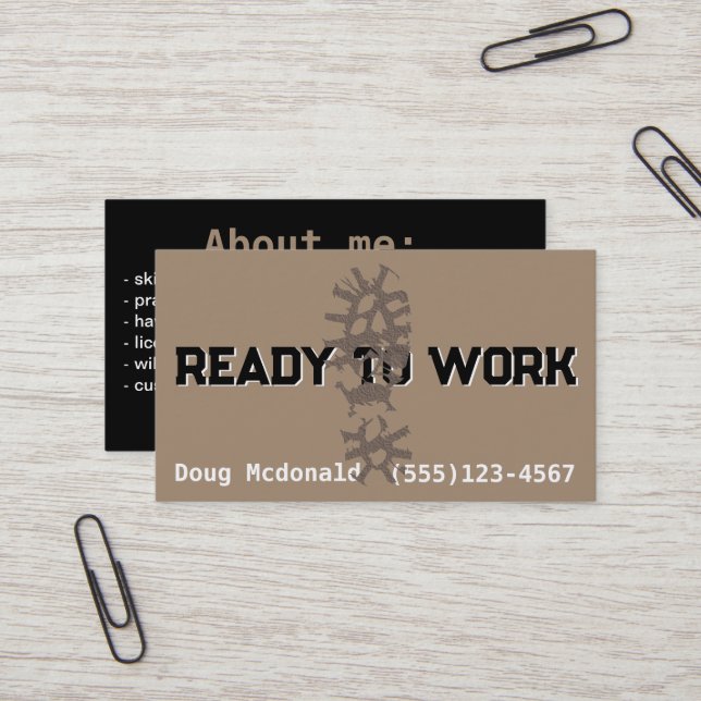 Construction Landscaping Carpentry Work CUSTOM  Business Card (Front/Back In Situ)
