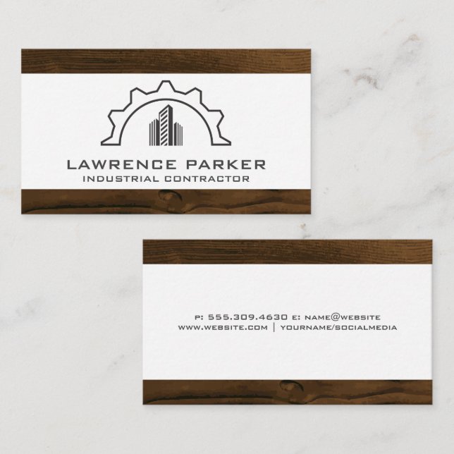 Construction Logo | Wood Trim Business Card (Front/Back)