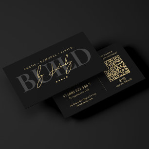 Construction Luxury Builder Contractor Black Business Card