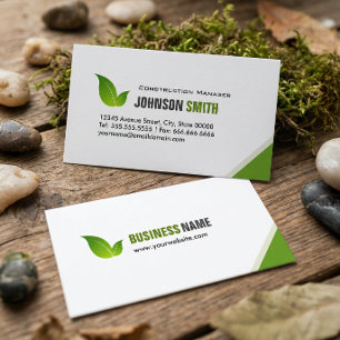 Construction Manager - Elegant Modern Green Business Card
