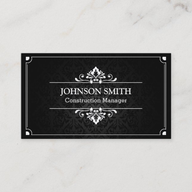 Construction Manager - Shadow of Damask Business Card (Front)