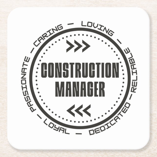 Construction Manager Square Paper Coaster (Front)