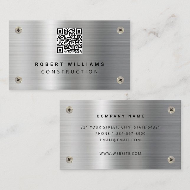 Construction Metal QR Code Business Card (Front/Back)