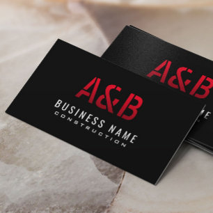 Construction Monogram Red Bold Initials Plain Business Card
