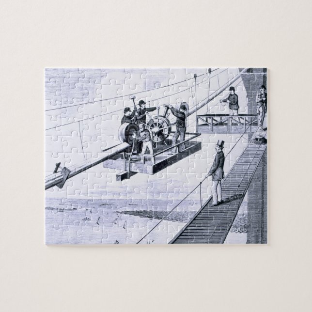 Construction of Brooklyn Bridge, New York (litho) Jigsaw Puzzle (Horizontal)