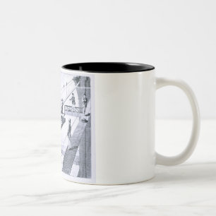 Construction of Brooklyn Bridge, New York (litho) Two-Tone Coffee Mug