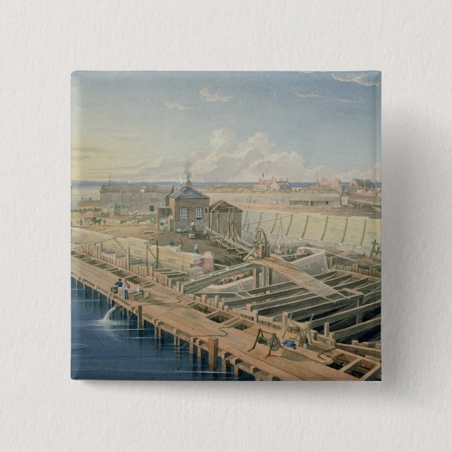 Construction of Docks 2 Inch Square Button (Front)