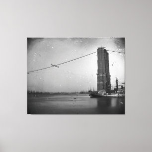 Construction of The Brooklyn Bridge Photograph Canvas Print