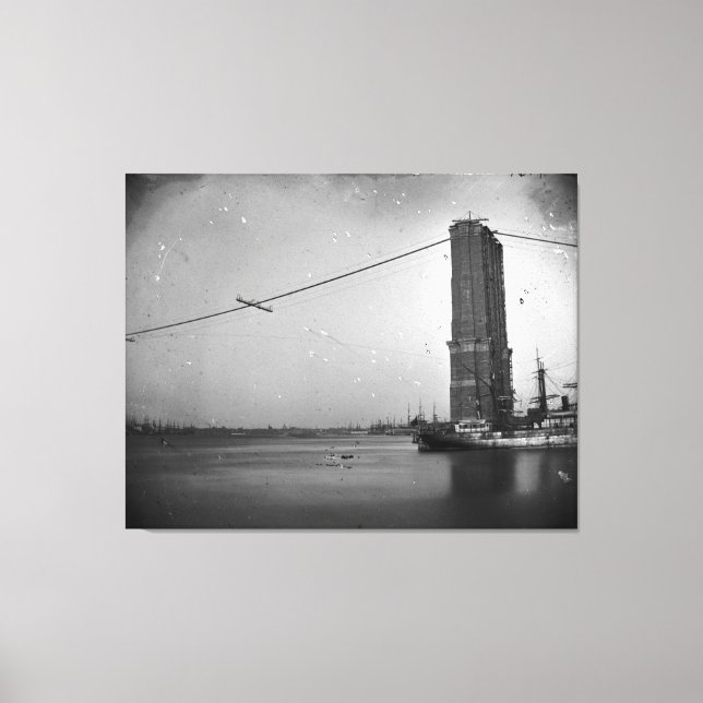Construction of The Brooklyn Bridge Photograph Canvas Print (Front)