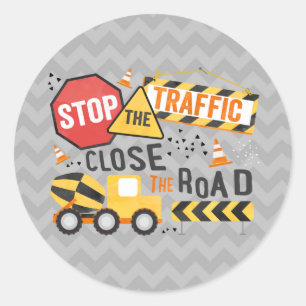 Construction Party Favour Tag Sticker Seal Label