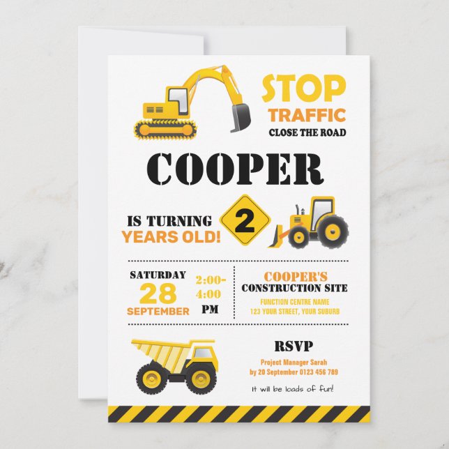 Construction Party Invitation (Front)