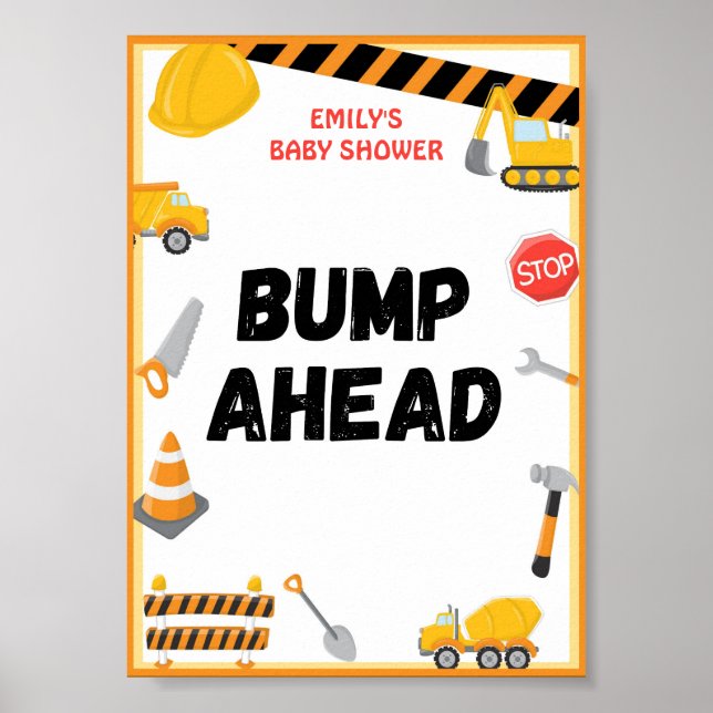 Construction Party Sign, Birthday, Baby Shower Poster (Front)
