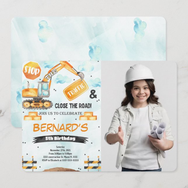 Construction Photo Invitation (Front/Back)