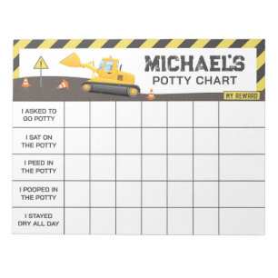 Construction Potty Chart Personalized Name & Tasks Notepad