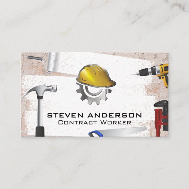 Construction Power Tools | General Contractor Business Card (Front)