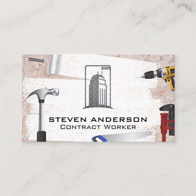 Construction Power Tools & Hardware Business Card (Front)