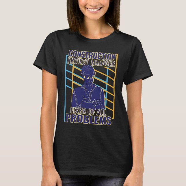 Construction Project Manager Fixer of All  retro M T-Shirt (Front)