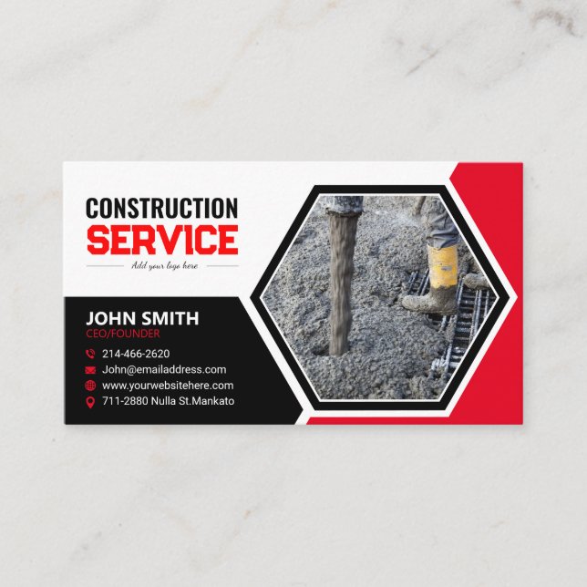 Construction, remodeling, concrete, Roofing, Build Business Card (Front)
