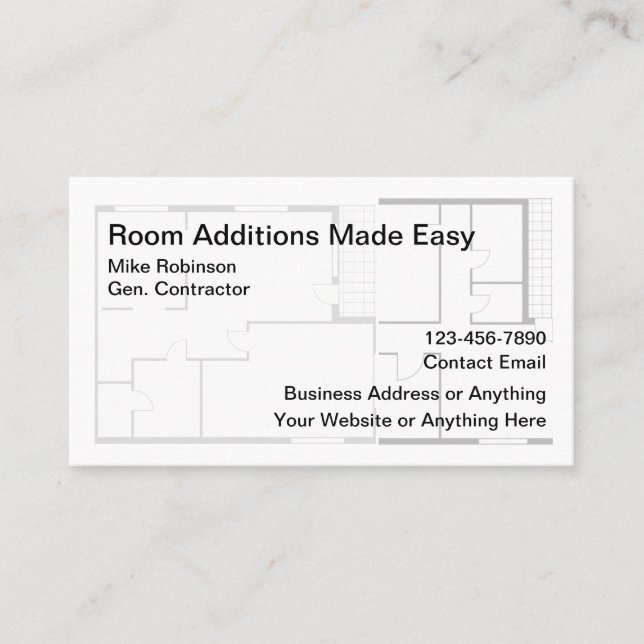 Construction Remodeling Room Addtions Business Card (Front)