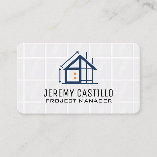 Construction Renovation Icons | Architect Business Card (Front)