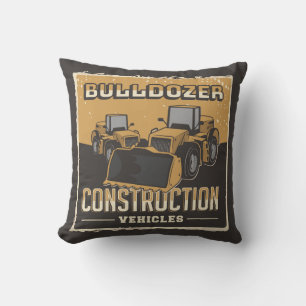 Construction Rétro - Oreiller à jet Bulldozer
