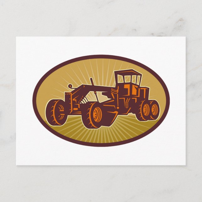 construction road grader postcard (Front)