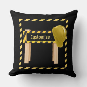 Construction Road Sign Throw Pillow