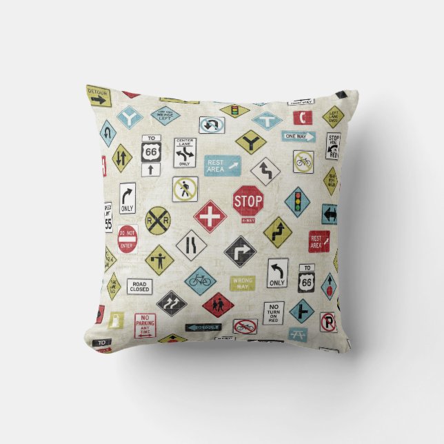 Construction Road Signs Pillow (Front)