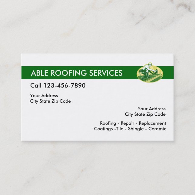 Construction Roofing Service Business Card (Front)