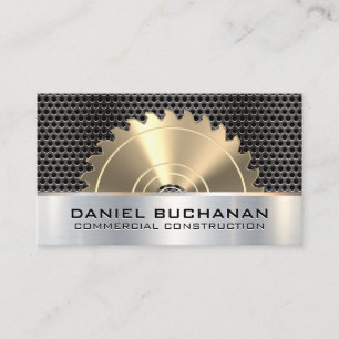 Construction Saw Metallic Grill Background Business Card