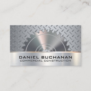 Construction Saw Metallic Grip Pattern Business Card