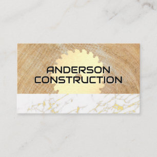 Construction Saw Wood Marble Business Card