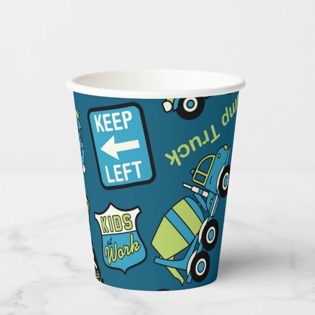 Construction Signs and Trucks Paper Cups (Front)