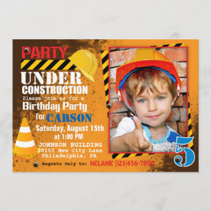 Construction Site Birthday Party Invitation