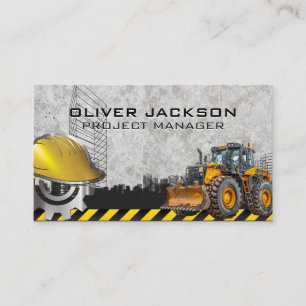 Construction Site   Bulldozer   Hardhat Business Card