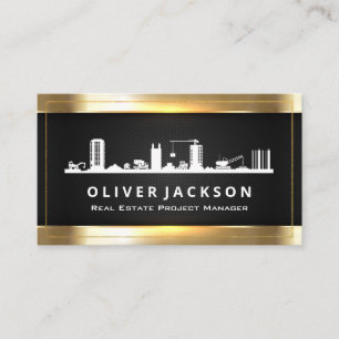 Construction Site   Gold and Black Mesh Business Card