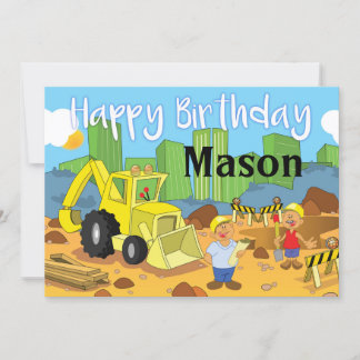 Construction Site Happy Birthday Card
