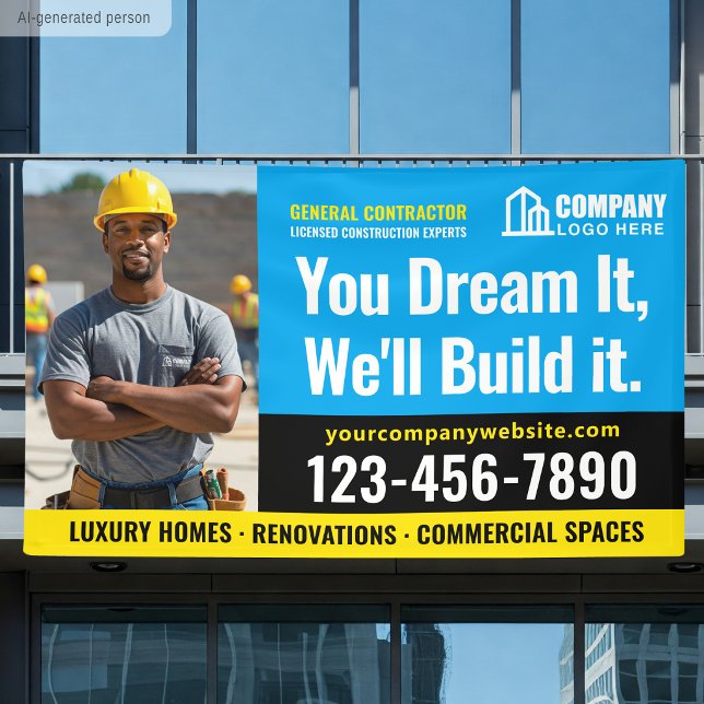 Construction Site Logo Photo Blue Advertising Banner (Creator Uploaded)