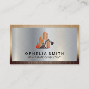 Construction Site   Metal Border Business Card
