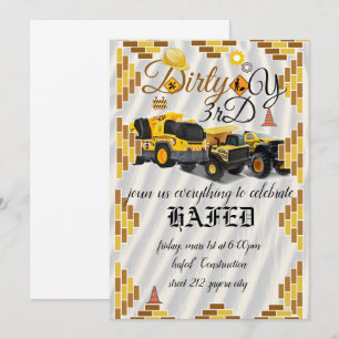 construction site, party construction birthday invitation