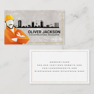 Construction Site   Worker Holding Wrench Business Card