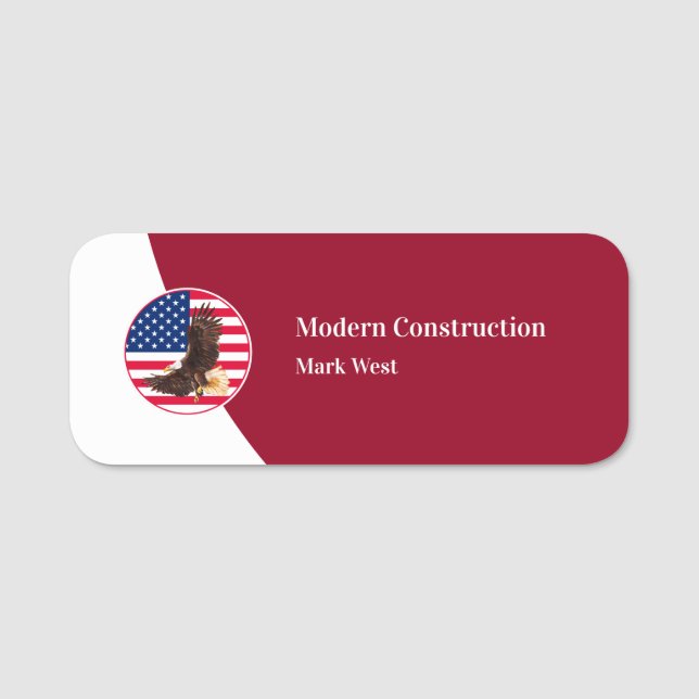 Construction Staff Patriotic Theme Name Tags (Front)