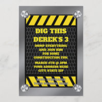 Construction Steel Hard Hat Birthday Invitation