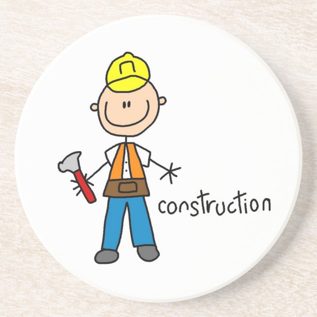 Construction Stick Figure Coaster (Front)