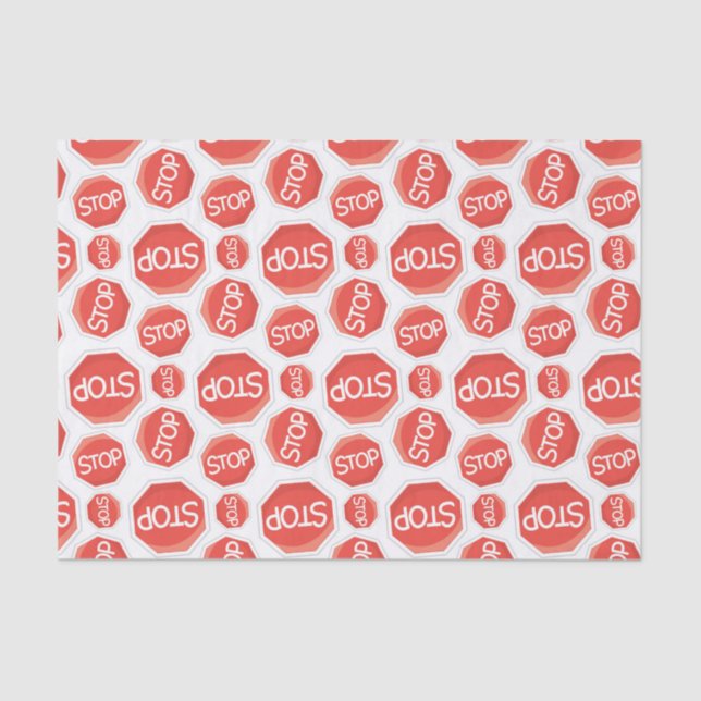 Construction stop sign pattern party tissue paper (Front)
