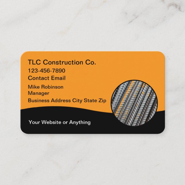 Construction Supplies Rebar Theme Business Cards (Front)