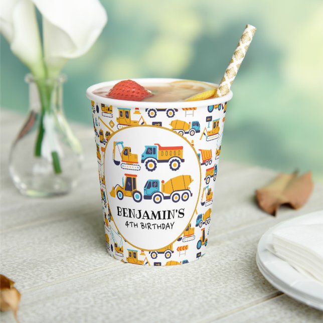 Construction Theme Birthday Dump Truck Party Paper Cups (Insitu)