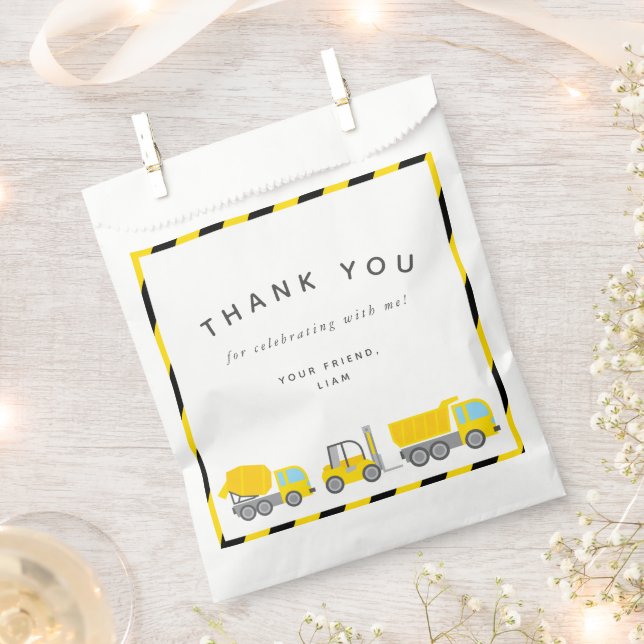 Construction Theme Birthday Party Favour Bag (Clipped)